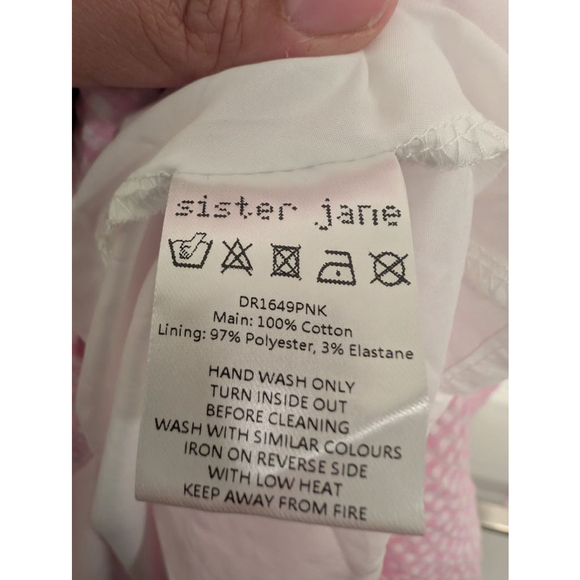 Sister Jane Amalfi Gingham Midi Dress Lemon Pink Seersucker Picnic Easter Tea M - Picture 10 of 12